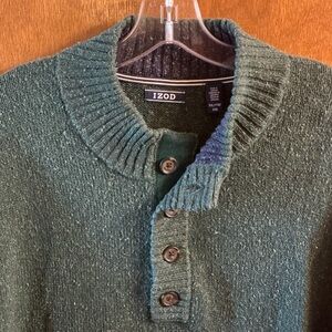 IZOD Men's Forest Green Zip-Up Sweater